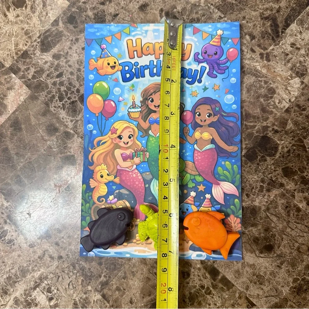 Handmade Mermaid Themed Crayon Birthday Card NEW
